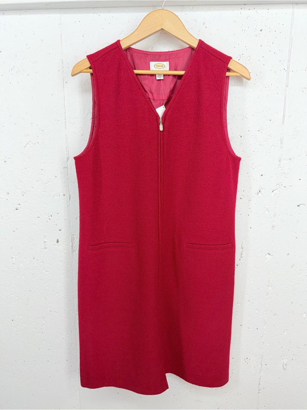 Talbots Women’s size 12 Red Wool Sleeveless Zip Up Dress Vest New